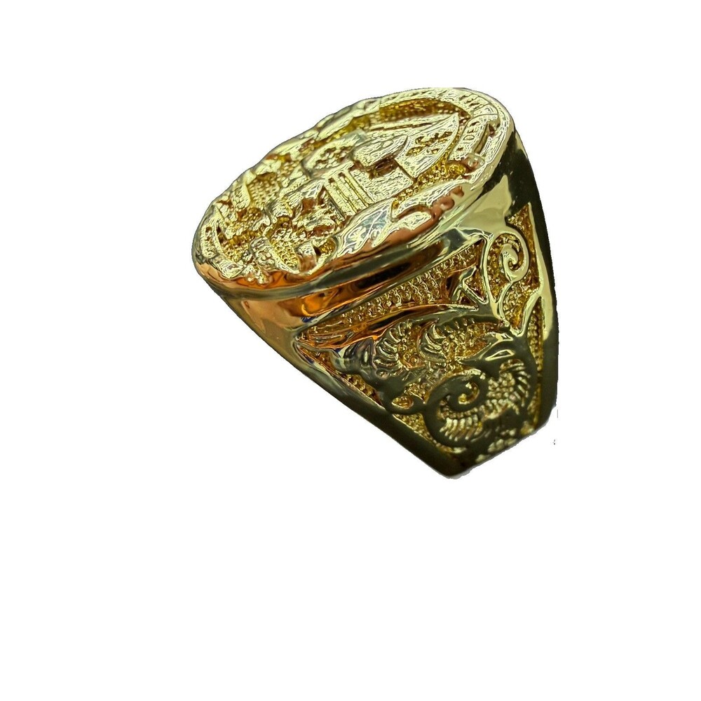 10K Yellow Gold Mexican 50 Pesos Centenario Coin Signet Ring Size 11